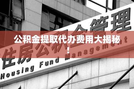 颍州公积金提取代办费用大揭秘! 颍州公积金提取代办费用大揭秘!